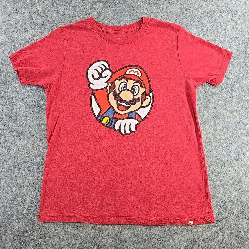 Nintendo Red Mario T shirt Youth Size Large Video Gaming Mario Brothers Movies